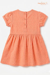 Girls Cotton Frock – Orange Bow Embroidery Baby Dress