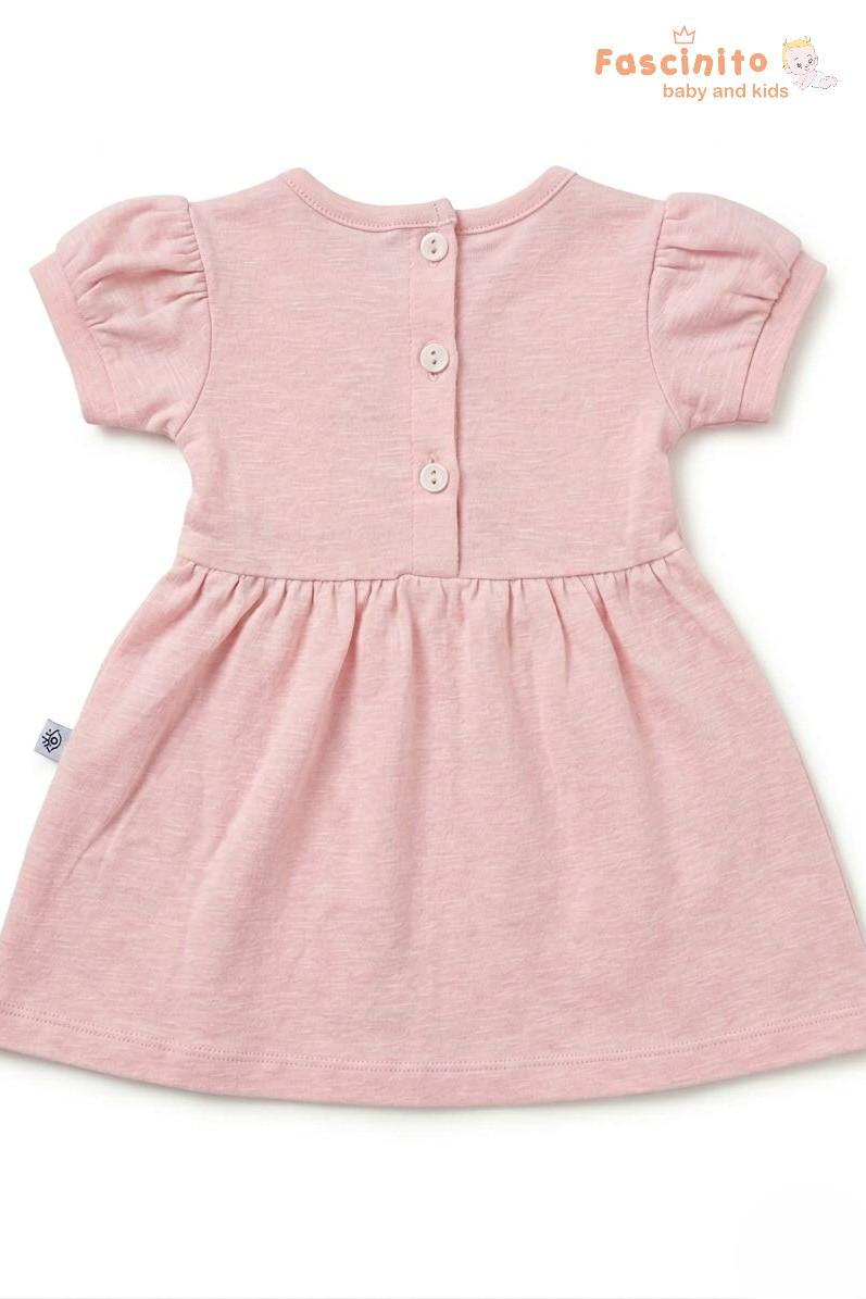 Girls Cotton Frock – Pink Bow Embroidery Baby Dress