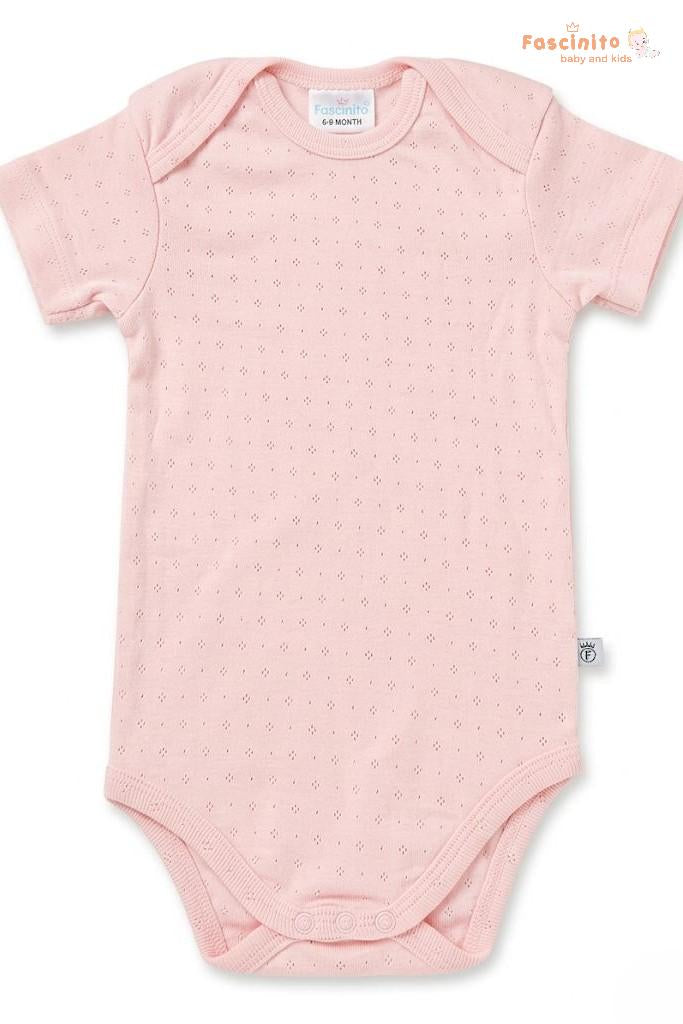 Baby Cotton Bodysuit – Soft Snap Button Onesie (Pink)