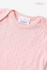 Baby Cotton Bodysuit – Soft Snap Button Onesie (Pink)