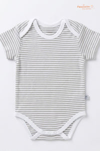 Baby Cotton Bodysuit – Soft Snap Button Onesie (Grey)