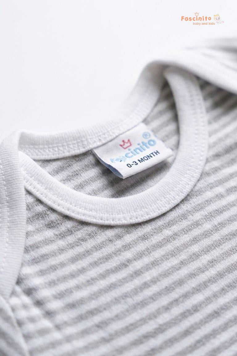 Baby Cotton Bodysuit – Soft Snap Button Onesie (Grey)