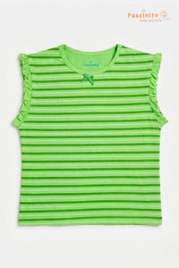 Girls Cotton T-Shirt – Green Casual Kids Tee