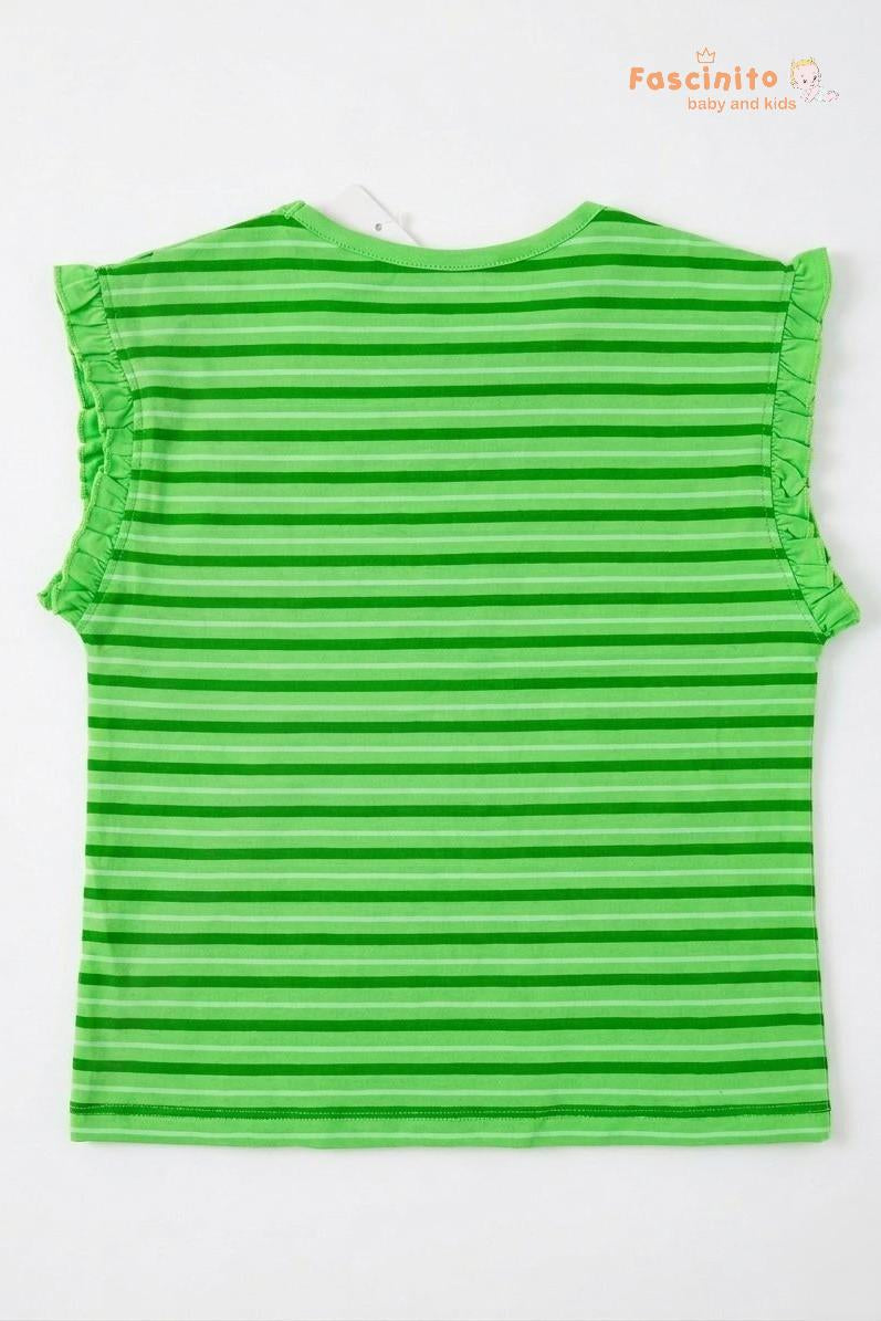 Girls Cotton T-Shirt – Green Casual Kids Tee