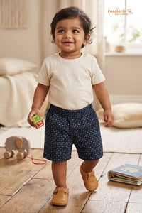 Boys Shorts – Navy Blue Dot Print Cotton Casual Shorts
