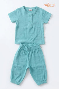 Boys Muslin Co-ord Set – Seafoam Green Cotton Outfit
