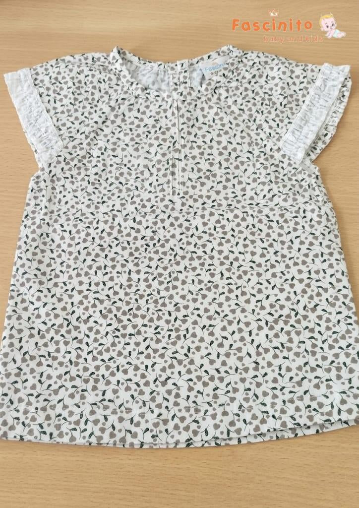 Girls Floral Frock – White Cotton Flutter Sleeve Dress