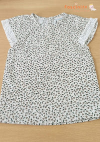 Girls Floral Frock – White Cotton Flutter Sleeve Dress