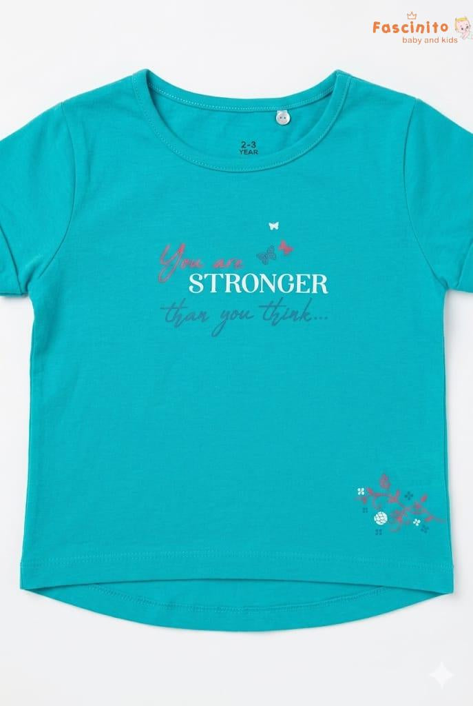 Girls Graphic T-Shirt – Teal Stronger Than You Think Tee