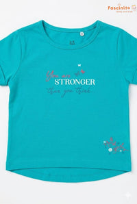 Girls Graphic T-Shirt – Teal Stronger Than You Think Tee