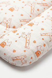 Baby Mattress Set Muslin Cotton Newborn Bed with Side Bolsters – Orange