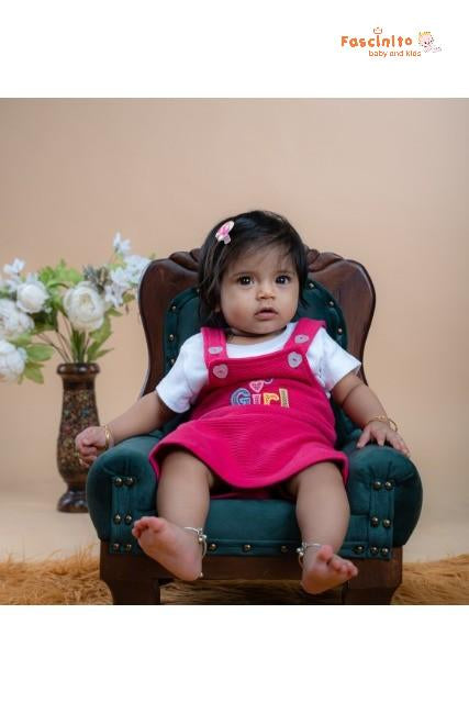 Girls Dungaree Set – Pink Pinafore Dress with T-Shirt