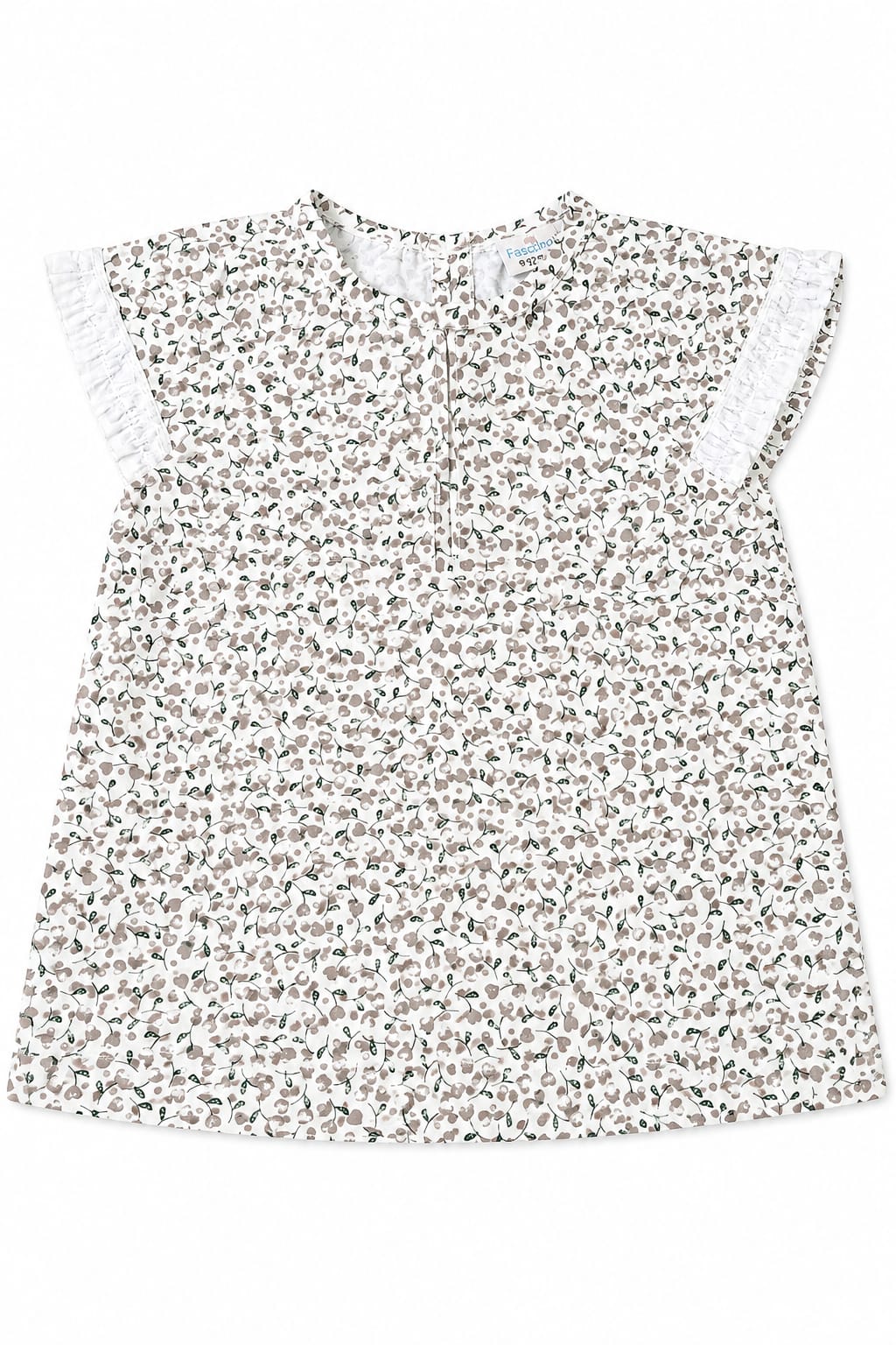 Girls Floral Frock – White Cotton Flutter Sleeve Dress