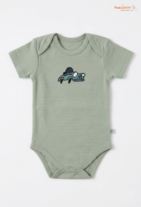 Wheels And Playtime Bodysuit Combo (2Pcs Pack) - Sage Green And Light Blue
