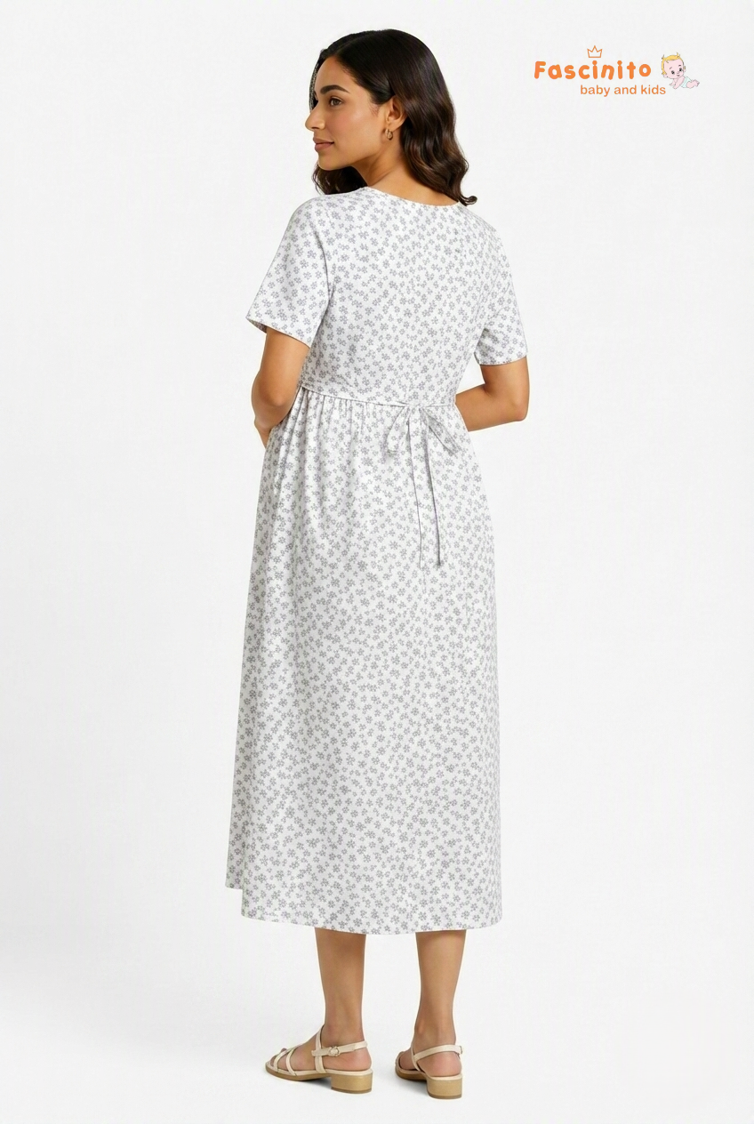 White Floral Ditsy Maxi - White