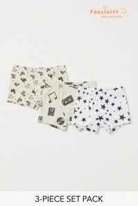 Baby Boxer Shorts 3PCS Pack with assorted printed cotton shorts