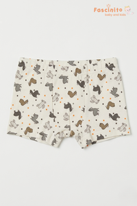 Printed cotton baby boxer shorts with animal print and elastic waistband