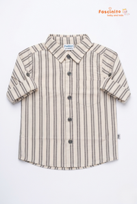 Boys striped cotton shirt with roll up sleeves and front buttons