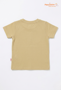 Back view of boys mustard yellow casual cotton t shirt