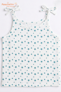 Baby Muslin Knotted Jabla – White Star Print Cotton Newborn Top