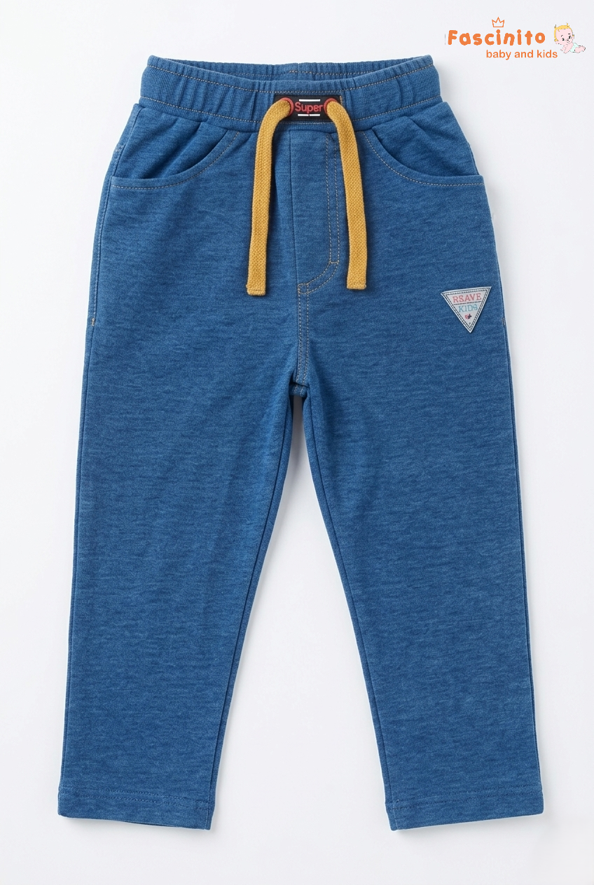 Fascinito boys blue cotton drawstring pants for toddler boys