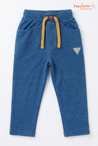 Fascinito boys blue cotton drawstring pants for toddler boys