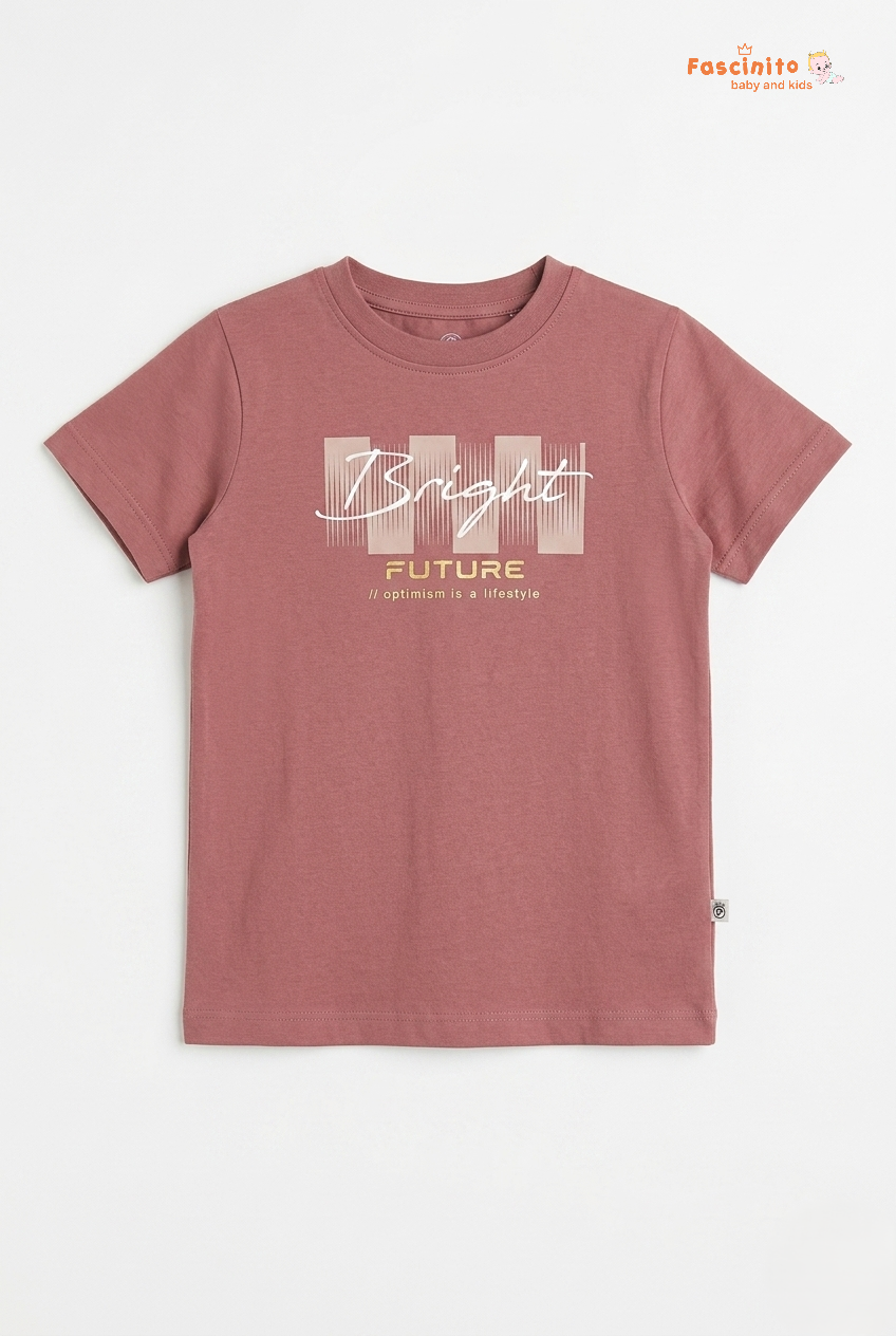 Fascinito boys dusty rose bright future graphic cotton tshirt on white background