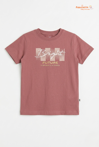 Fascinito boys dusty rose bright future graphic cotton tshirt on white background