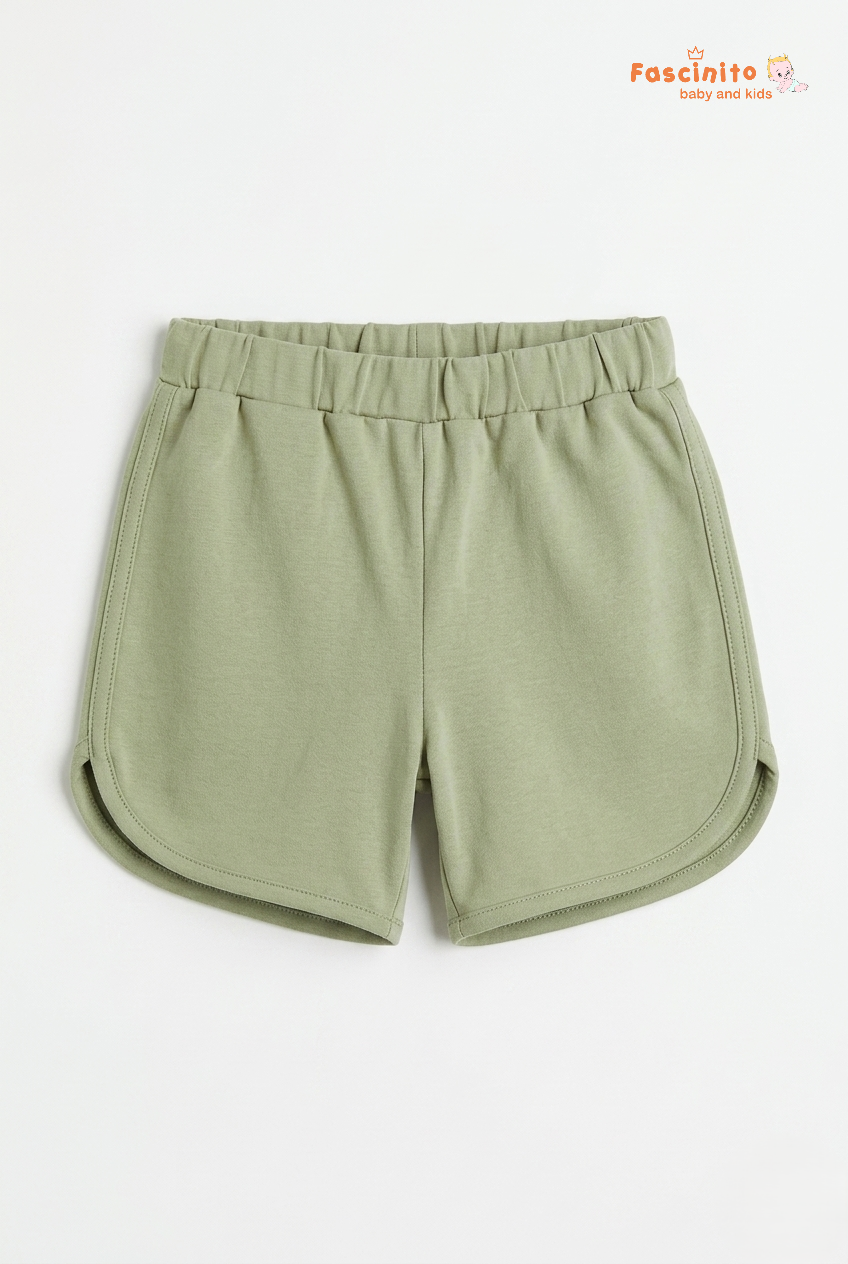 Fascinito girls sage green cotton shorts for casual daily wear
