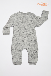 Back view of newborn grey cotton romper sleepsuit by Fascinito