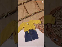 Girls Ribbed Top – Mustard Yellow Knot Front Long Sleeve Top