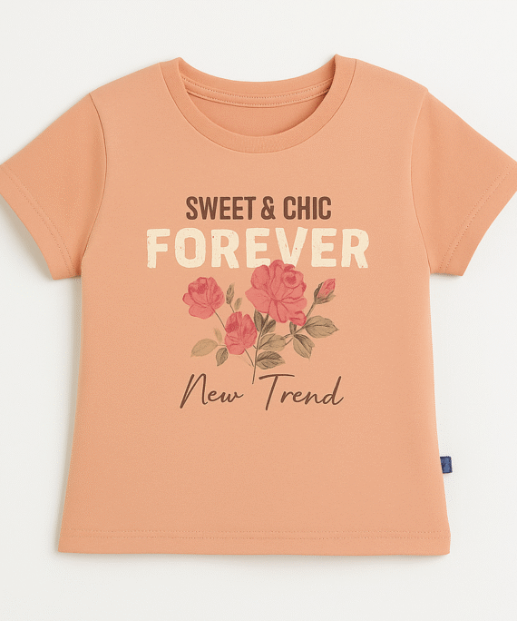 GIRLS PEACH GRAPHIC T- SHIRT