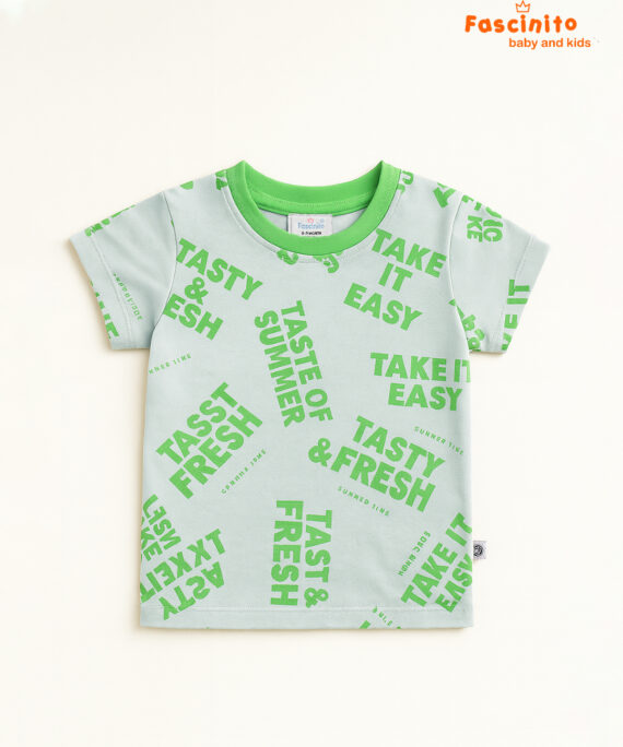 GREEN CONTRAST NECK T-SHIRT